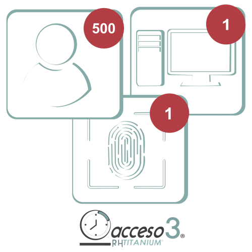 ACCESSPRO TITANIUMCERO-3A [BAJO PEDIDO] Licencia de 3 años para software Acceso3 TITANIUM, 500 Empleados, 1 reloj, 1 PC, Compatible con SISTEMAS DE NOMINA