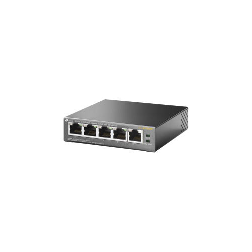 TP-LINK TL-SF1005P Switch PoE no Administrable de escritorio, 5 puertos 10/100 Mbps, 4 puertos PoE af/at, Presupuesto 67 W, Modo Extensor hasta 250 m, Calidad video prioritaria