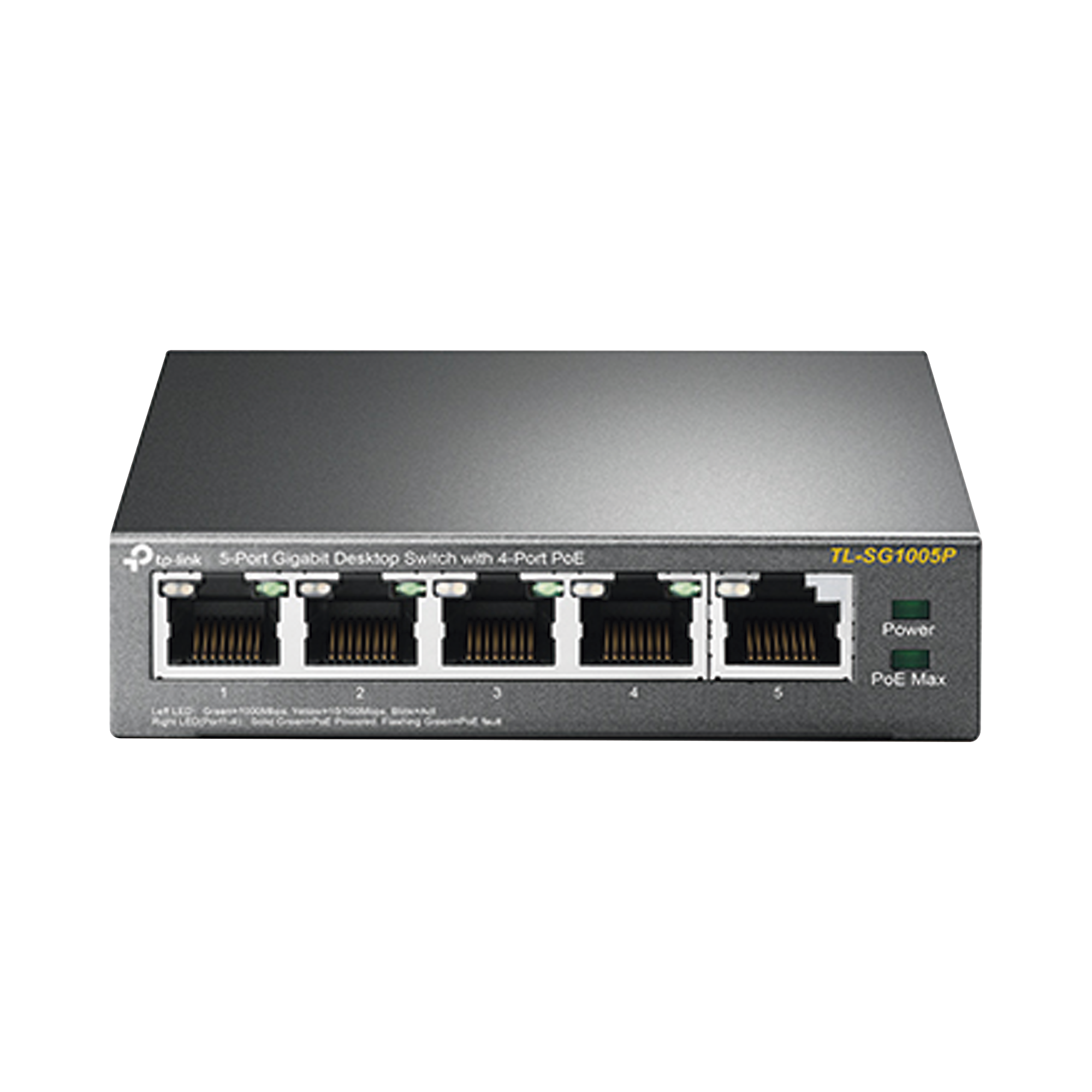 TP-LINK TL-SG1005P Switch Escritorio No Administrable de 5 puertos 10/100/1000 Mbps, Con 4 puertos PoE 802.3af/at de hasta 65 W, PoE Extendido hasta 250 metros
