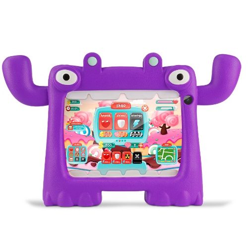TABLET VORAGO PAD-7-KIDS 7 PULGADAS ANDROID 11 QUADCORE 2GB 32GB DUALCAM WIFI BT GMS FUNDA MORADA –