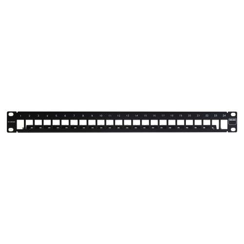 SIEMON TM-PNLZ-24-01 Patch Panel TERA-MAX Blindado de 24 Puertos, Modular (vacío), Plano, Color Negro, 1UR