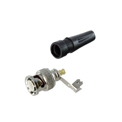 EPCOM TITANIUM TT-RG-93 Conector BNC macho en 75 Ohm, para cable coaxial RG-59, Con base de alivio negra de PVC, Níquel/ Oro/ PTFE.