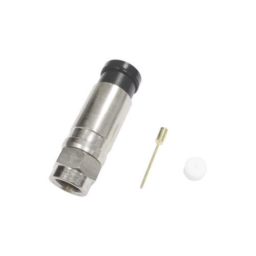 EPCOM TITANIUM TT11-F02 Conector F Macho de Compresión Axial con Borne Negro para instalar en Cable Coaxial RG-11, 75 Ohm, Bronce-Niquelado.