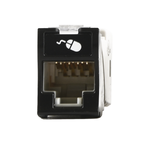 SIEMON U6-H01NS Jack UltraMAX Cat6, UTP, Montaje híbrido en Placa de Pared (Plano y Angulado), Color Negro, Punch Down