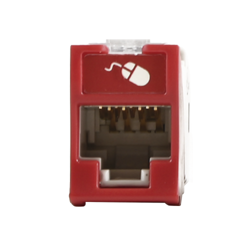 SIEMON U6-H03NS Jack UltraMAX Cat6, UTP, Montaje híbrido en Placa de Pared (Plano y Angulado), Color Rojo, Punch Down