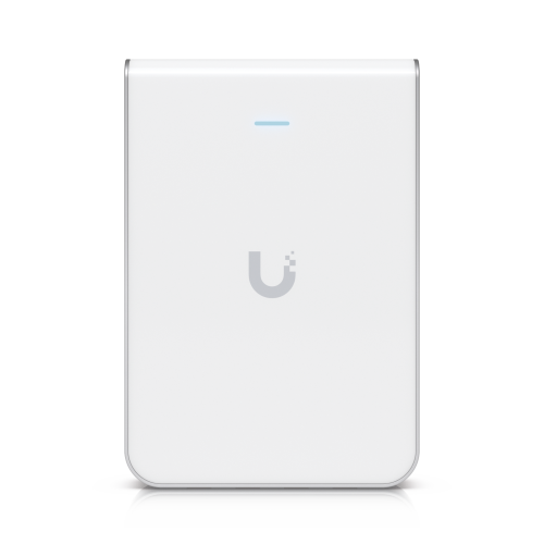 UBIQUITI U6-IW Access Point UniFi U6 In Wall/Montaje p/pared, WIFI 6 2.4 Y 5 Ghz, hasta 5.3 Gbps, 1 pto PoE In, 4 ptos secundarios (1 PoE Out)