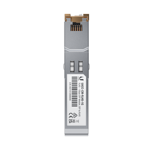 UBIQUITI UACC-CM-RJ45-1G UFiber Módulo de fibra SFP convertidor a cobre RJ45 10/100/1000 Mbps, distancia hasta 100 m