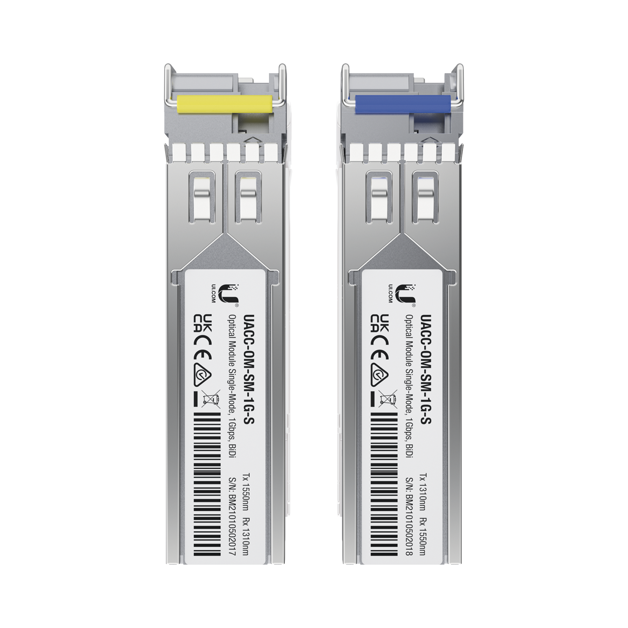 UBIQUITI UACC-OM-SM-1G-S-2 UFiber Módulo SFP, transceptor MiniGibic MonoModo 1.25 Gbps, distancia 3km, Simplex, un conector LC, incluye 2 tranceptores