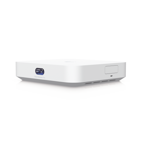 UBIQUITI UCG-MAX UniFi Cloud Gateway MAX, Router con todos los servicios UniFi, administra hasta 30 dispositivos UniFi y 300 clientes. 1 pto WAN 2.5G, 4 pts LAN 1G (uno configurable como WAN), seguridad IDS/IPS, VPN, bloqueo de apps/URLs, 512 GB memoria i