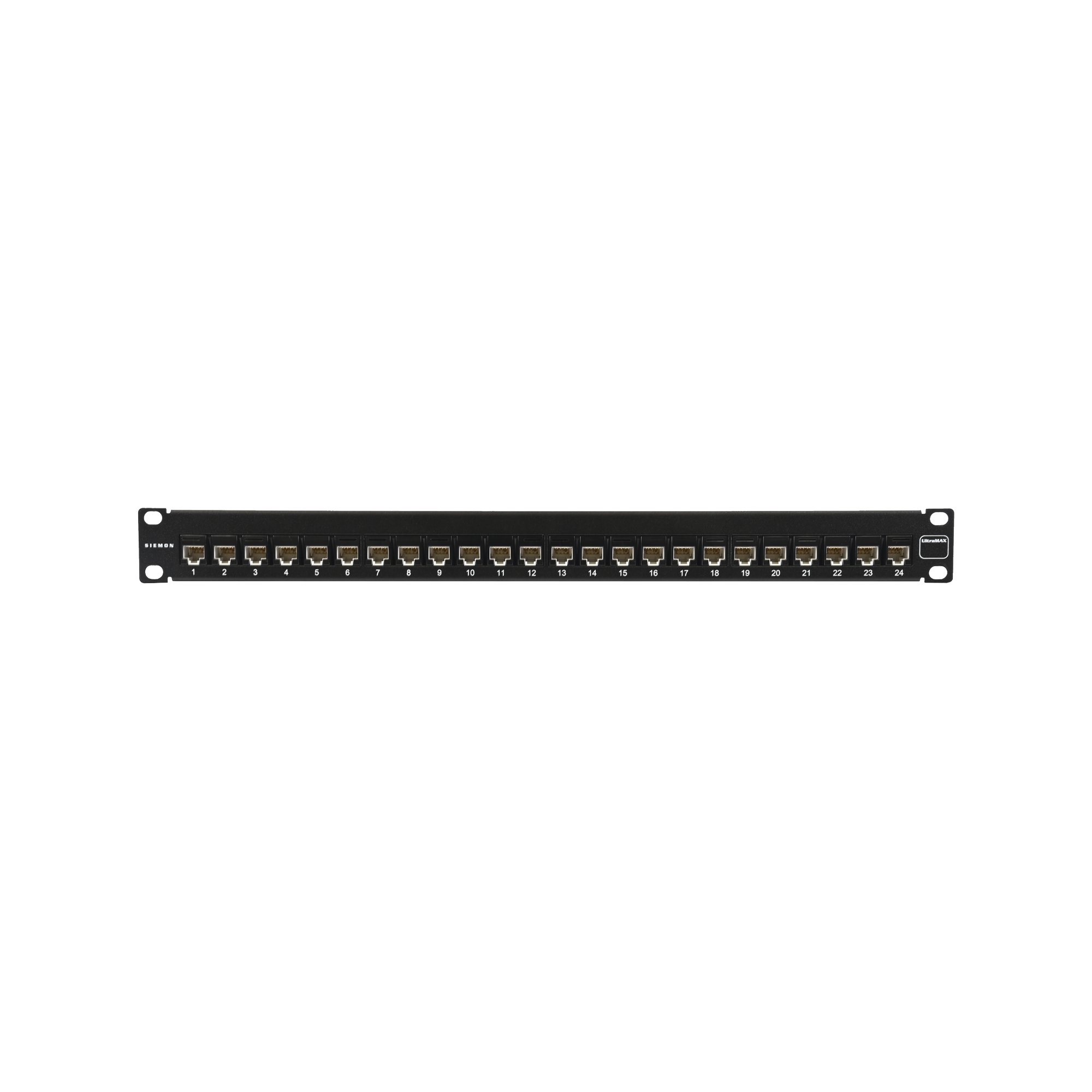 SIEMON UP5-F1-24L-RS Patch Panel UltraMAX. UTP, Precargado con Jacks Cat5e, 24 Puertos, Plano, 1U