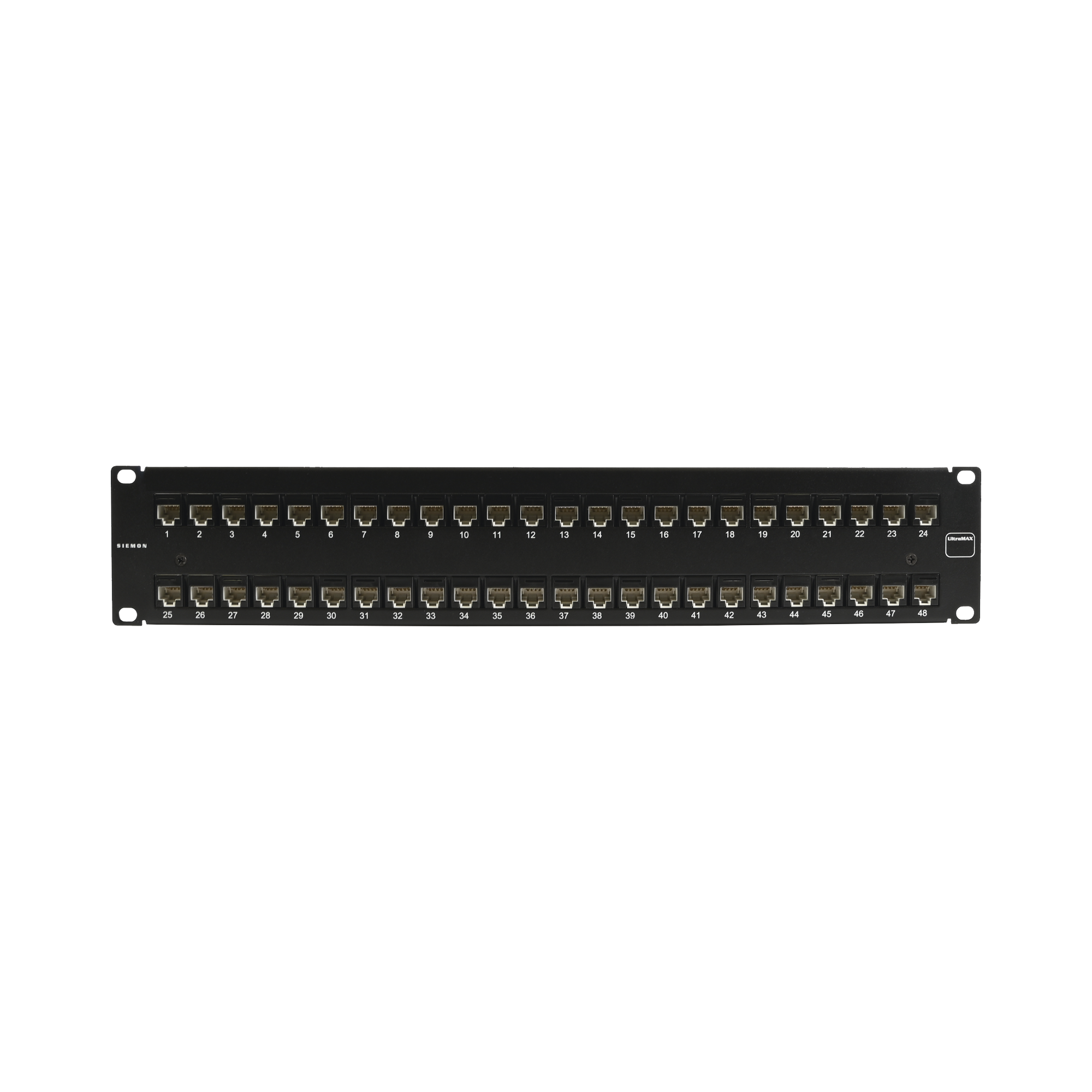 SIEMON UP5-F2-48L-RS Patch Panel UltraMAX. UTP, Precargado con Jacks Cat5e, 48 Puertos, Plano, 2U