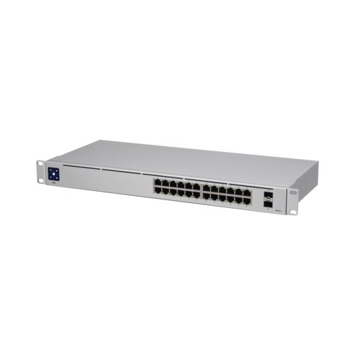 UBIQUITI USW-24 UniFi Switch USW-24, Capa 2 de 24 puertos 10/100/1000 Mbps + 2 puertos 1G SFP, pantalla informativa