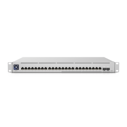 UBIQUITI USW-ENTERPRISE-24-POE UniFi Switch Empresarial Capa 3 de 24 puertos PoE 802.3af/at (12 puertos 2.5G y 12 puertos 1G) + 2 puertos 1/10G SFP+, 400W, pantalla informativa
