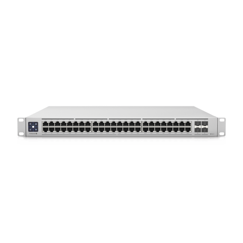 UBIQUITI USW-ENTERPRISE-48-POE UniFi Switch Enterprise administrable capa 3, 48 puertos 2.5GbE RJ45 POE+, 4 puertos 10G SFP+, 720W, con pantalla táctil de 1.3″