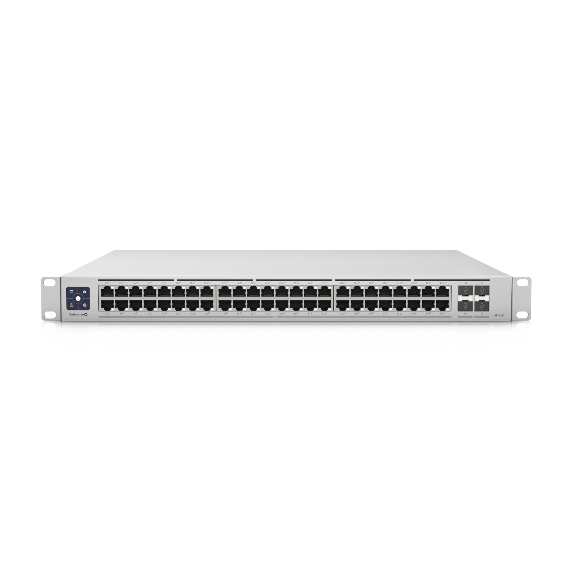 UBIQUITI USW-ENTERPRISE-48-POE UniFi Switch Enterprise administrable capa 3, 48 puertos 2.5GbE RJ45 POE+, 4 puertos 10G SFP+, 720W, con pantalla táctil de 1.3″