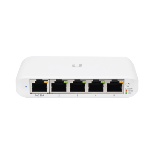 UBIQUITI USW-FLEX-MINI Switch UniFi Administrable Compacto de 5 Puertos 10/100/1000 Mbps, soporta entrada de PoE 802.3af/at