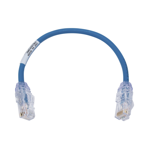 PANDUIT UTP28X8INBU Cable de Parcheo UTP, Cat6A, Diámetro Reducido (28 AWG), CM/LSZH, Color Azul, 8in (20.3cm)