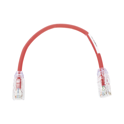PANDUIT UTP28X8INRD Cable de Parcheo UTP, Cat6A, Diámetro Reducido (28 AWG), CM/LSZH, Color Rojo, 8in (20.3cm)