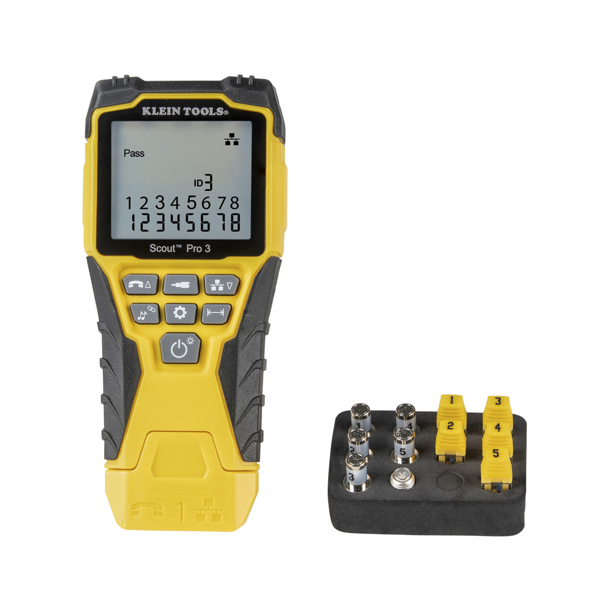 KLEIN TOOLS VDV-501-851 Kit Scout™ Pro 3 Probador de Cables de Voz (RJ11/12), de Datos (RJ45) y de Video (Coaxial con conector F),