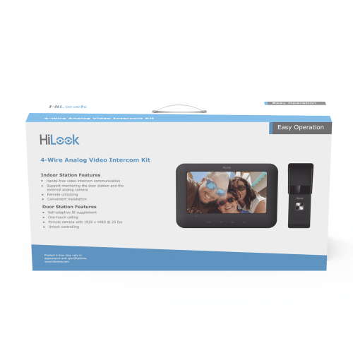 HiLook by HIKVISION VI-K13P Kit de Videoportero Analógico con Pantalla LCD a Color de 7″, Frente de Calle para Exterior IP65, Salida de Relevador