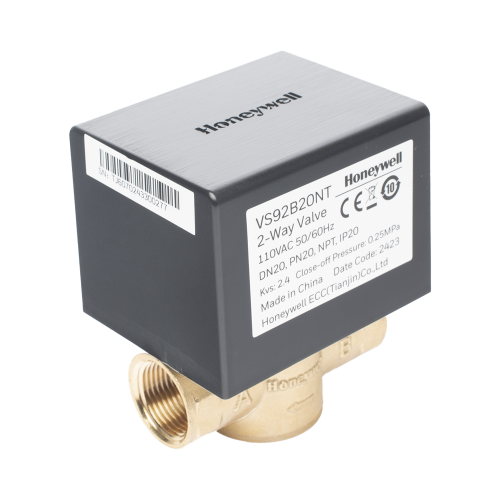 HONEYWELL BMS VS92B20NT Válvula de control eléctrica VS9 para fan coil: DN20: PN20: 2 vías: 110 V CA: conexión NPT