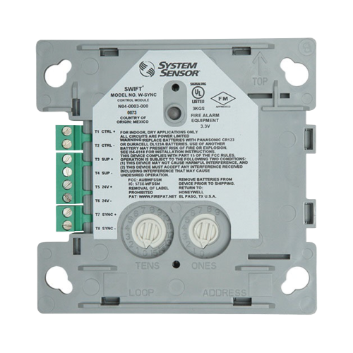 SYSTEM SENSOR W-SYNC Módulo de Sincronización Inalámbrico, Compatible con Paneles Notifier, Fire-Lite, Silent Knight y Farenhyt, Incluye Baterías