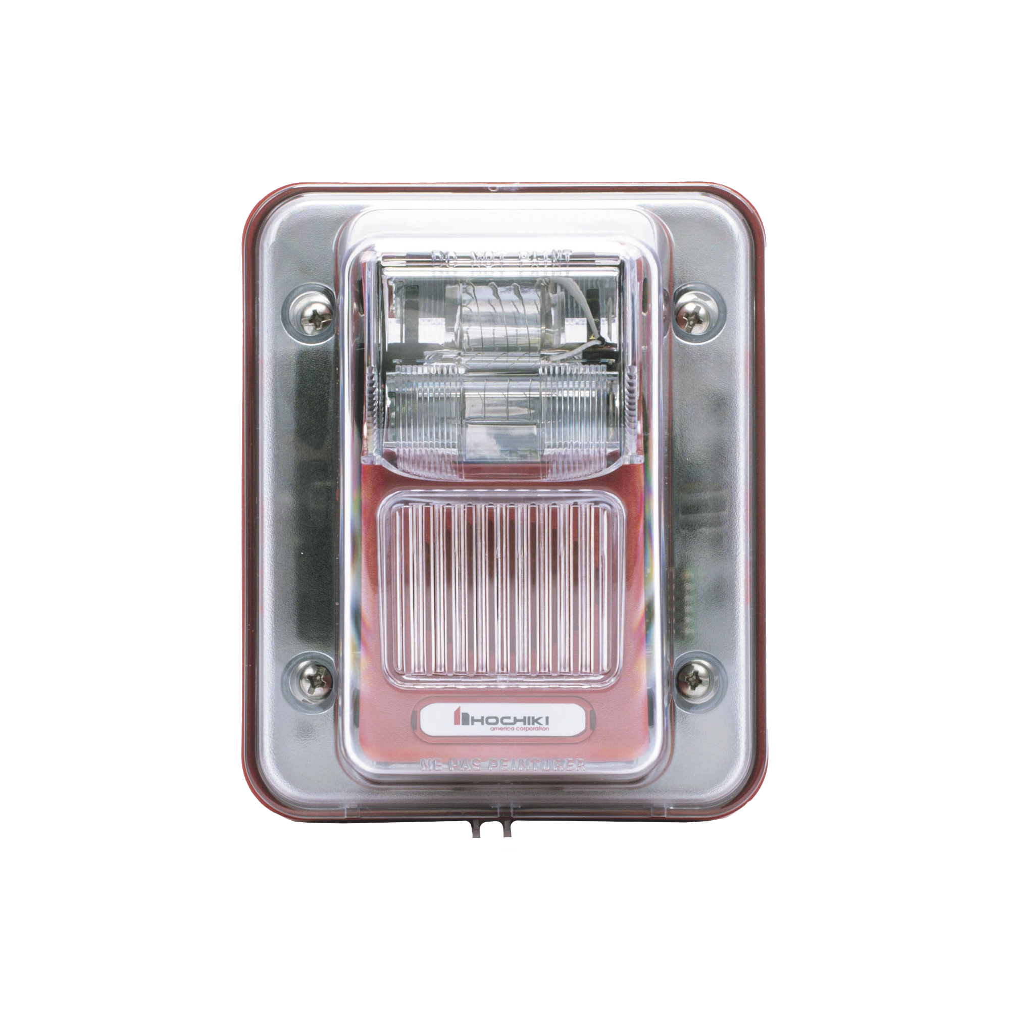 HOCHIKI WHEC24-75WR Sirena Estrobo, Para Intemperie, Montaje en Muro, Color Rojo (0500-05860)