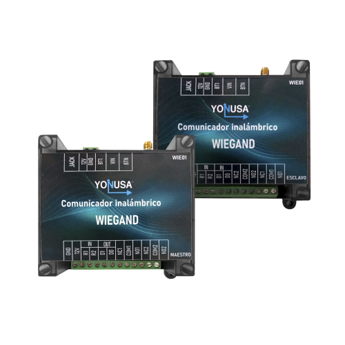 YONUSA WIE01 Convertidor de lectora para control de acceso (cableado a inalámbrico), 1 Wiegand, 2 Relevadores, 2 Entradas, Hasta 1.6 KM de distancia