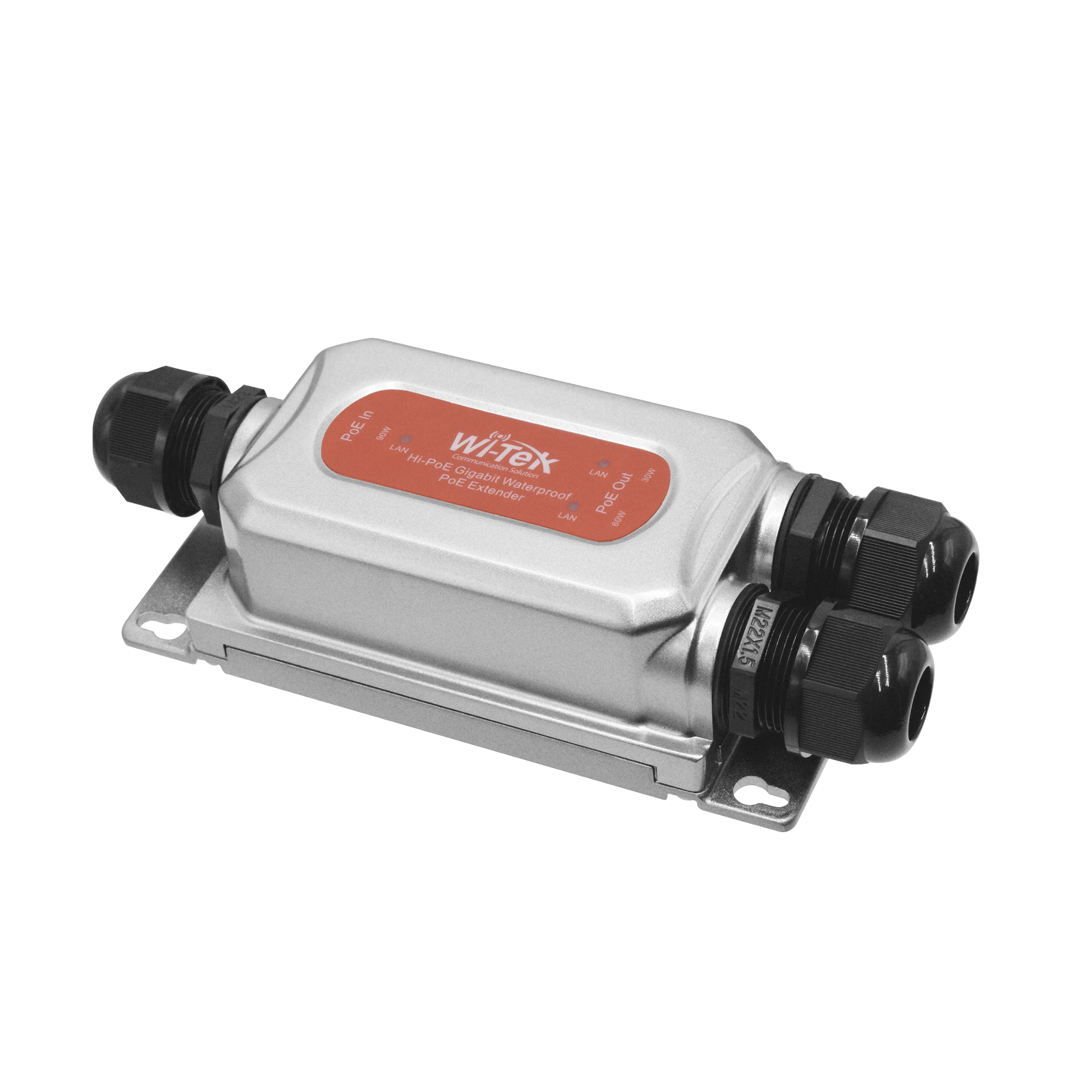 WI-TEK WIPOE22EO Extensor PoE para exterior, Entrada PoE de 90W y 2 salidas PoE de 60W y 30W, Protección IP68, Ideal para Aplicaciones de CCTV