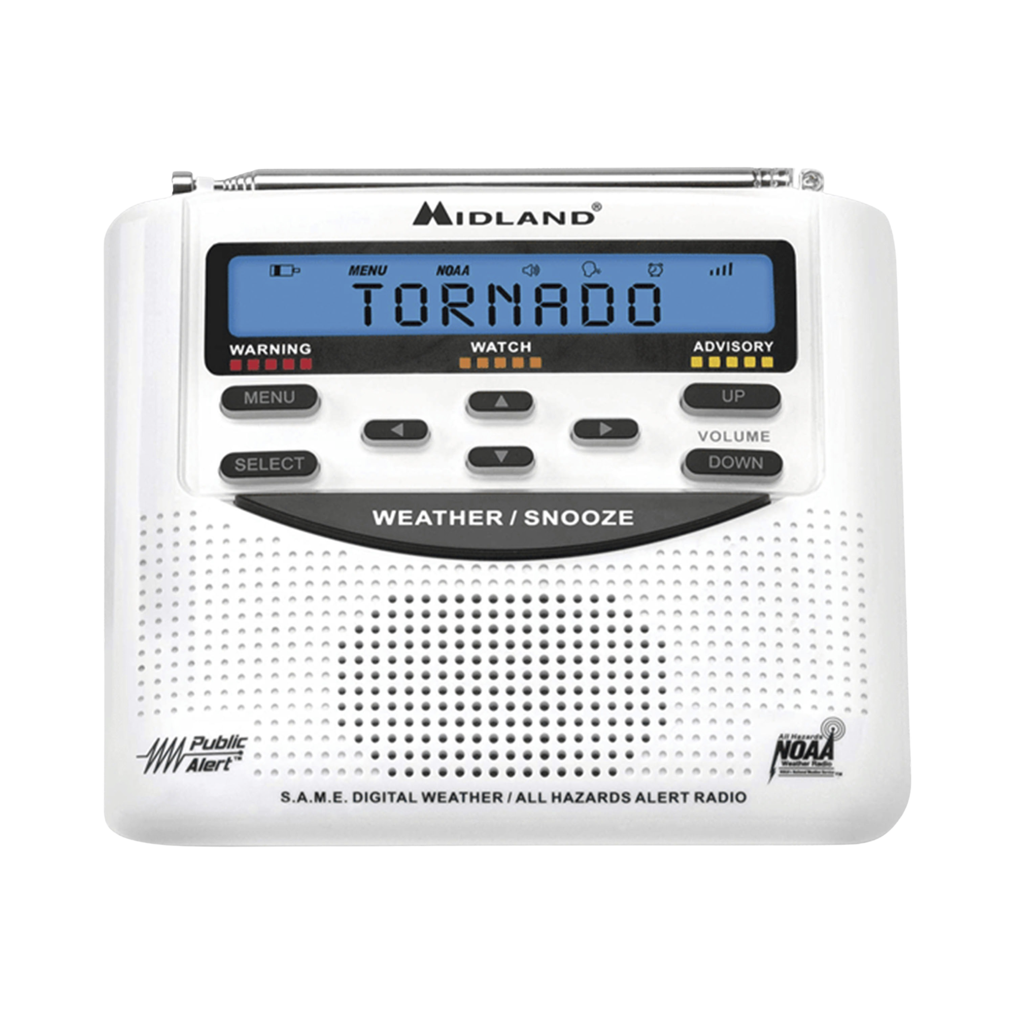 MIDLAND WR120DSP Radio receptor del Sistema de Alerta Sísmica Mexicano y meteorológico NOAA, vía radio en VHF y mediante códigos EAS-SAME