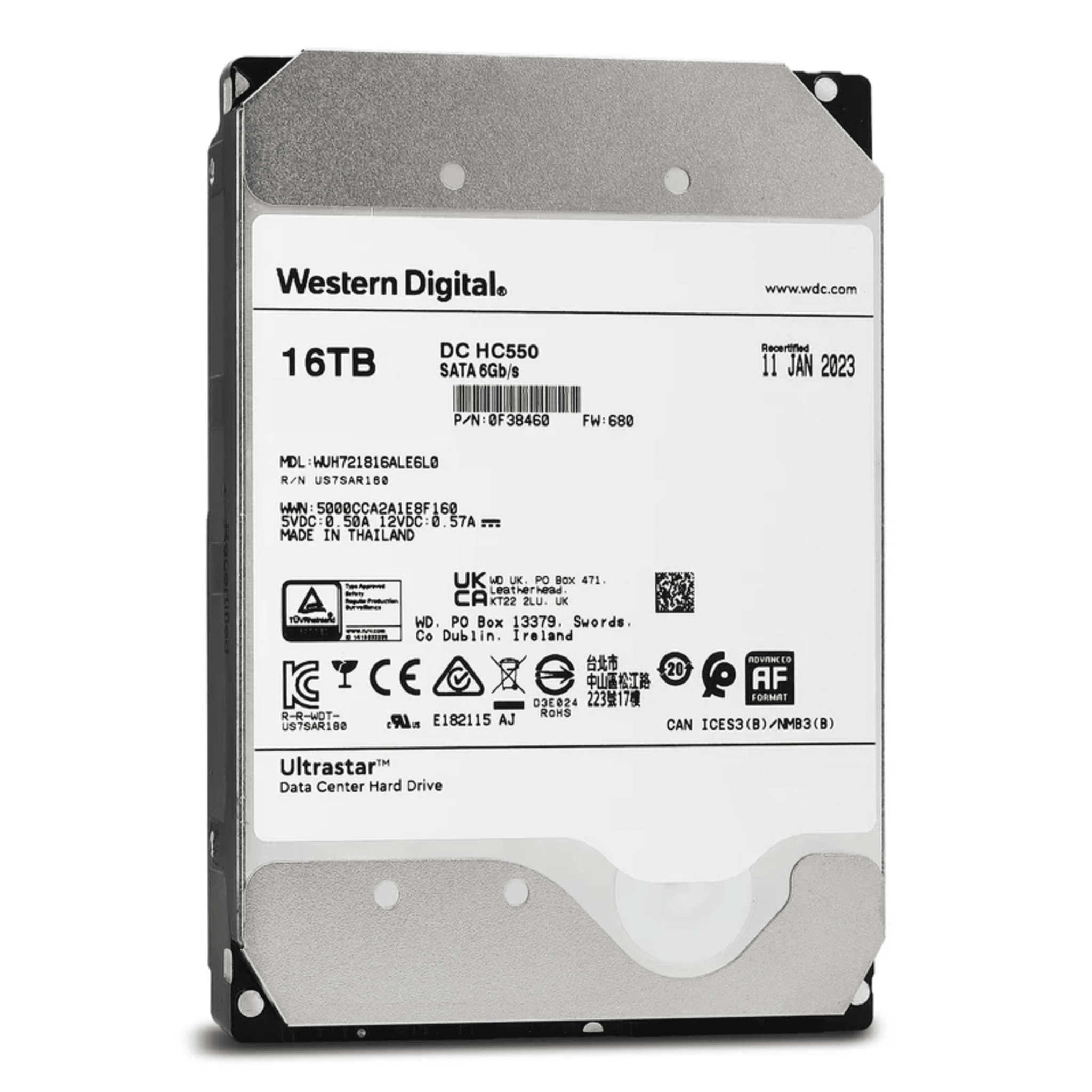 Western Digital (WD) WUH721816ALE6L0 Disco Duro Enterprise 16 TB, Wester Digital (WD), Serie Ultrastar, Recomendado para Data Center y NVRs de Alta Capacidad, Alto Performace