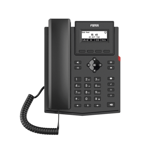 FANVIL X301P Teléfono IP empresarial para 2 lineas SIP con pantalla LCD, Códec Opus, conferencia de 3 vías, PoE.