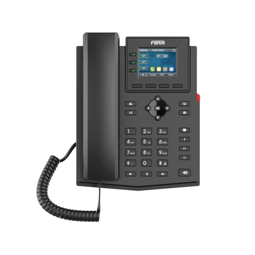 FANVIL X303P Teléfono IP empresarial para 4 líneas SIP con pantalla LCD de 2.4 pulgadas a color, Opus y conferencia de 3 vías, PoE.