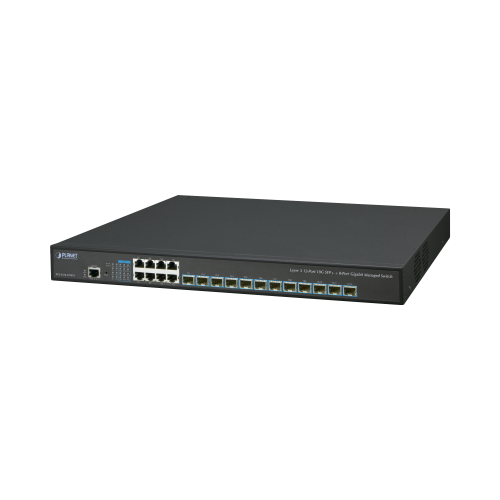 PLANET XGS-6350-12X8TR Switch Administrable Capa 3, 12 Puertos SFP de 10G, 8 Puertos 10/100/1000T, Con Alimentación Redundante (2 Fuentes de Alimentación AC).