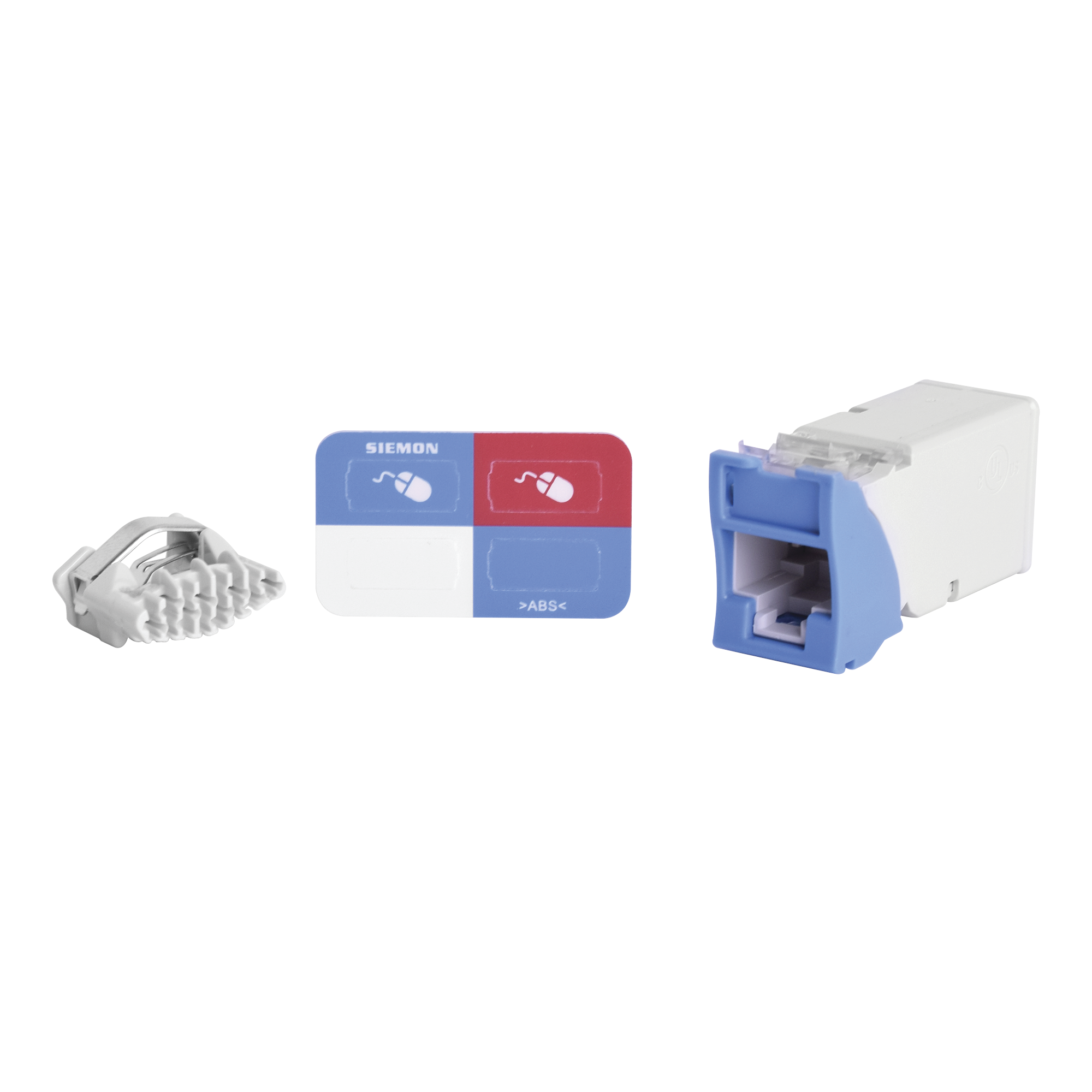SIEMON Z6-06B Jack Z-MAX UTP Categoría 6, Montaje híbrido en Placa de Pared (Plano y Angulado), Color Azul, Versión Bulk (Sin Empaque Individual)