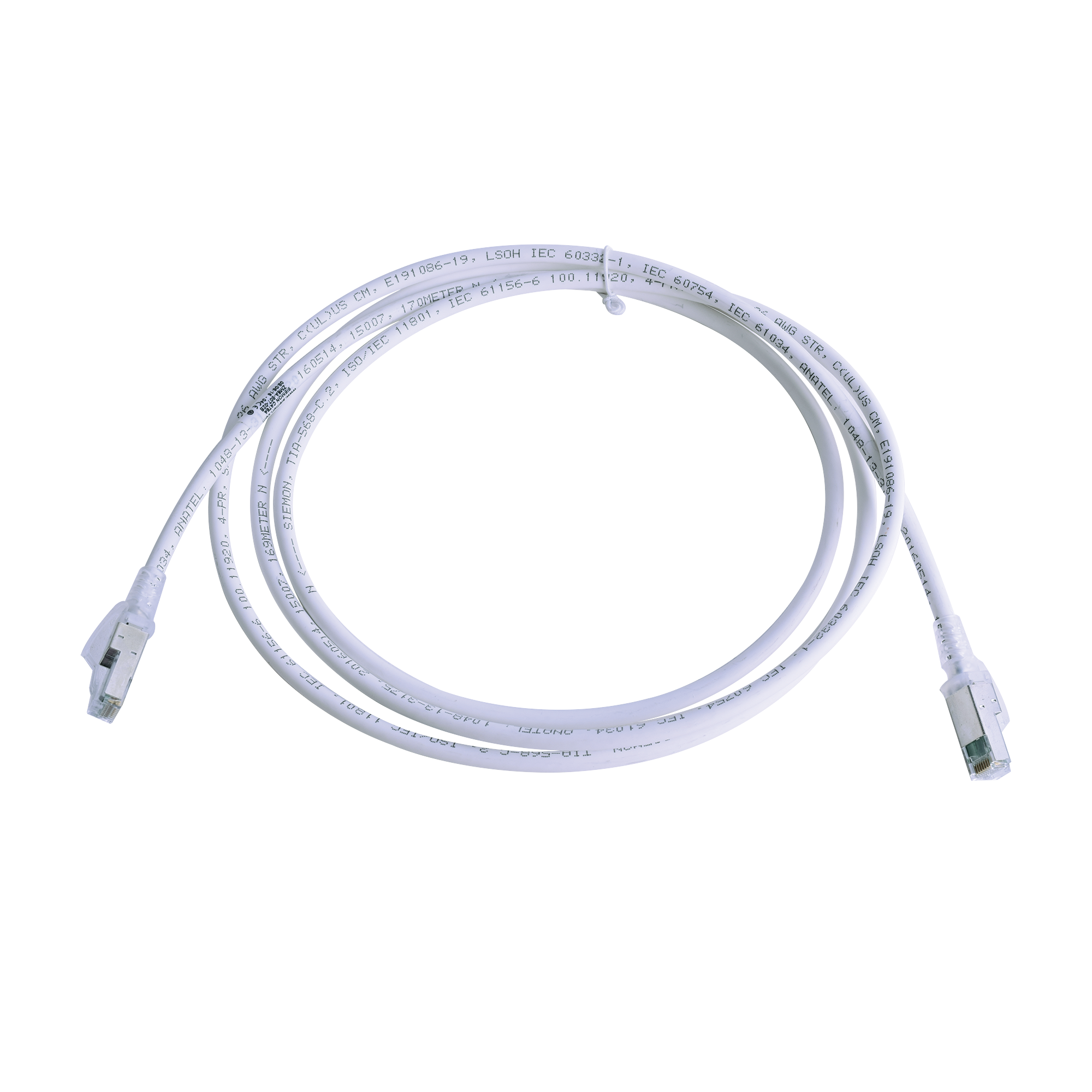 SIEMON ZM6A-S07-02B Patch Cord Z-MAX Cat6A S/FTP, CM/LS0H, 7ft, Color Blanco, Versión Bulk (Sin Empaque Individual)