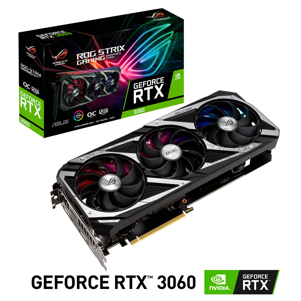 Tarjeta de Video Nvidia GeForce RTX 3060, ASUS ROG STRIX OC V2 LHR, ROG-STRIX-RTX3060-O12G-V2-GAMING, 3 AÑOS DE GARANTIA NACIONAL /