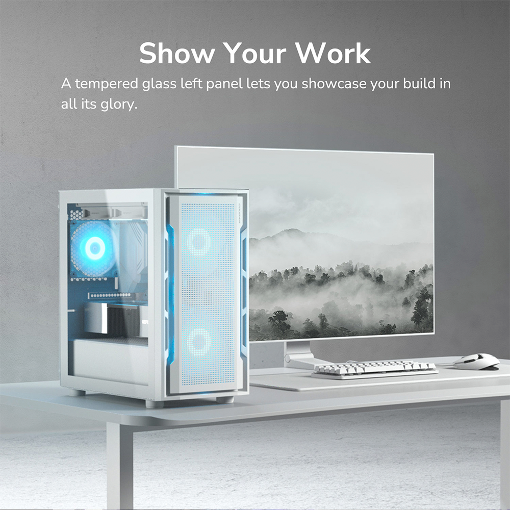Gabinete Cougar Uniface Mini RGB, Mini-Tower, Micro-ATX/Mini-ITX, Sin Fuente, 3 Ventiladores Instalados, USB 2.0/3.0, White, 3855C90.0004 - Image 9