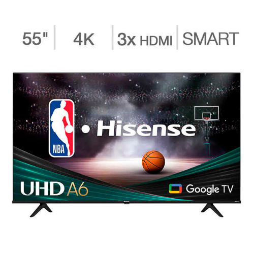 SMART TV, Hisense 55" Class A65K Series, 4K UHD LED LCD TV, 55A65K