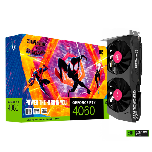 Tarjeta de Video ZOTAC RTX 4060 8GB OC Spider-Man: Across the Spider-Verse, 128-bit, GDDR6, PCI Express 4.0, ZT-D40600P-10SMP /