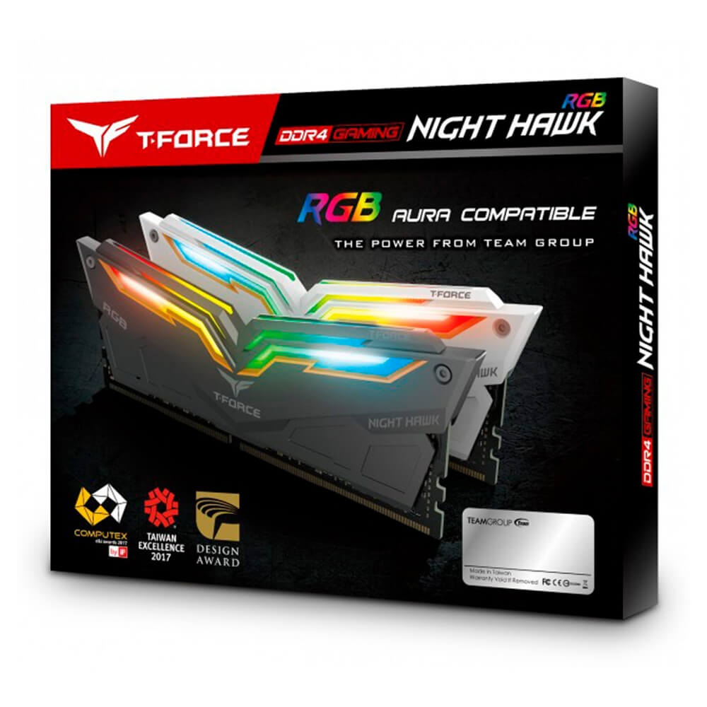 Memoria RAM 16GB DDR4 TeamGroup T-Force Night Hawk RGB 3200Mhz Negras, Kit 2x8GB, TF14D416G3200HC16CDC01, /MAX. 1 X CLIENTE - Image 3
