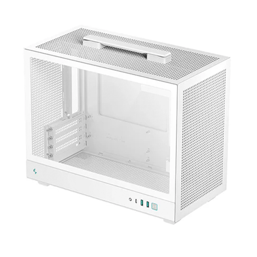 Gabinete DEEPCOOL CH160 Plus White, Mini-ITX, Cristal Templado, Paneles de Malla para Flujo de Aire Alto, Refrigeraciones Hasta 240mm, Blanco, R-CH160-WHNGM0-G