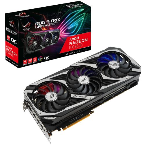 Tarjeta de video Radeon RX 6800 16GB GDDR6, Asus RX6800 OC, HDMI, DP, PCI-e 4.0, Nuevo Chip RDNA 2, ROG-STRIX-RX6800-O16G-GAMING/ 3 AÑOS DE GARANTIA NACIONAL