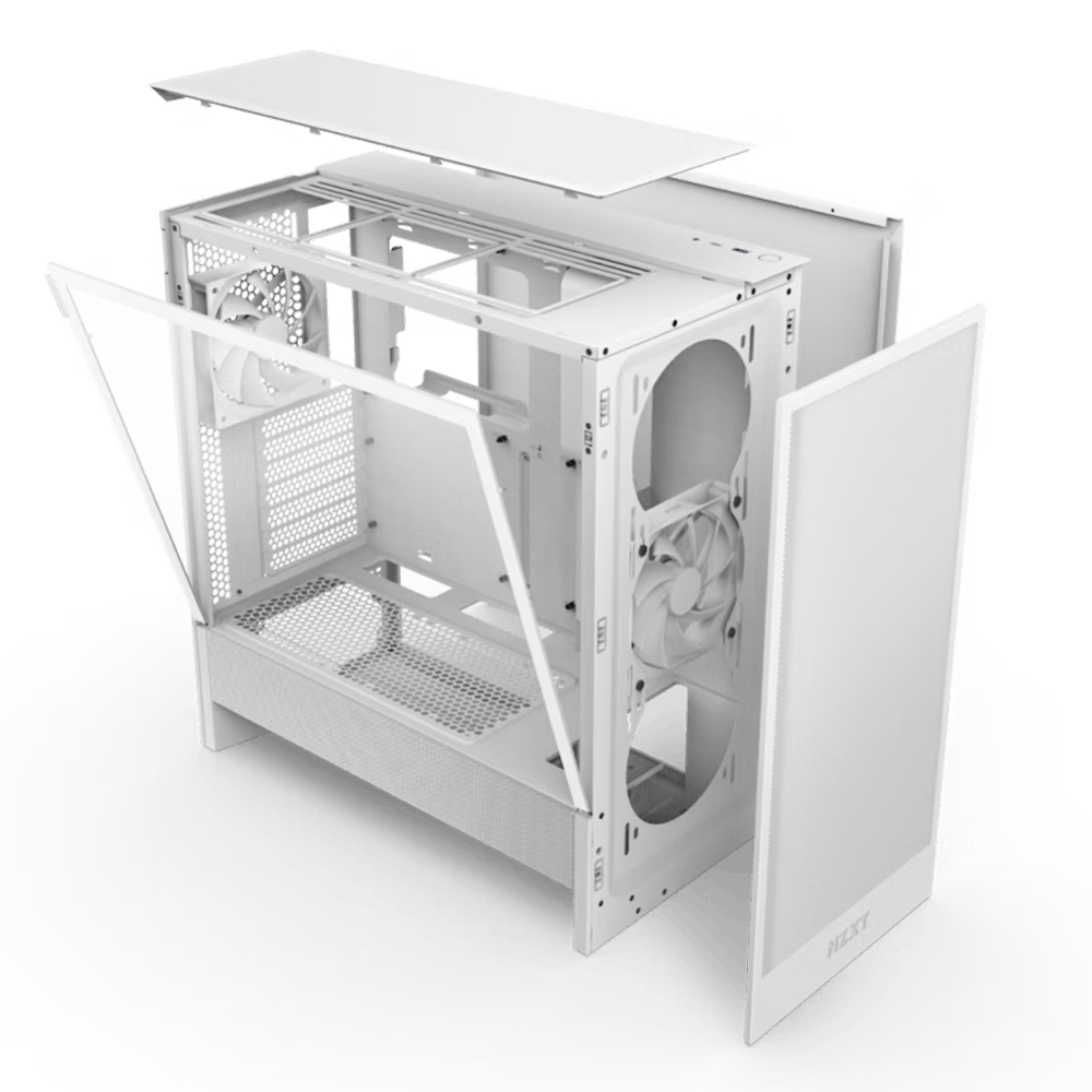Gabinete NZXT H5 FLOW Blanco, Versión 2024, Cristal Templado, Mid-Tower/ Sin Fuente, USB Tipo C, 2 Ventiladores F120Q Instalados, CC-H52FW-01, NZXTPROMO - Image 5