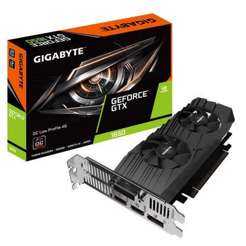 Tarjeta de video NVIDIA GeForce GTX 1650 4GB GDDR6, Gigabyte D6 OC Low Profile 4G, HDMI, DP, DVI, GV-N1656OC-4GL, 2 Años de Garantia Nacional