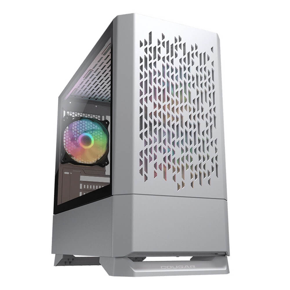 Gabinete Cougar MG140 Air White RGB, Compact ARGB, Sin fuente de alimentación, Mini ITX, Micro ATX, Mini Tower, Rejillas de Ventilación, USB 3.0, 385JM80.0002