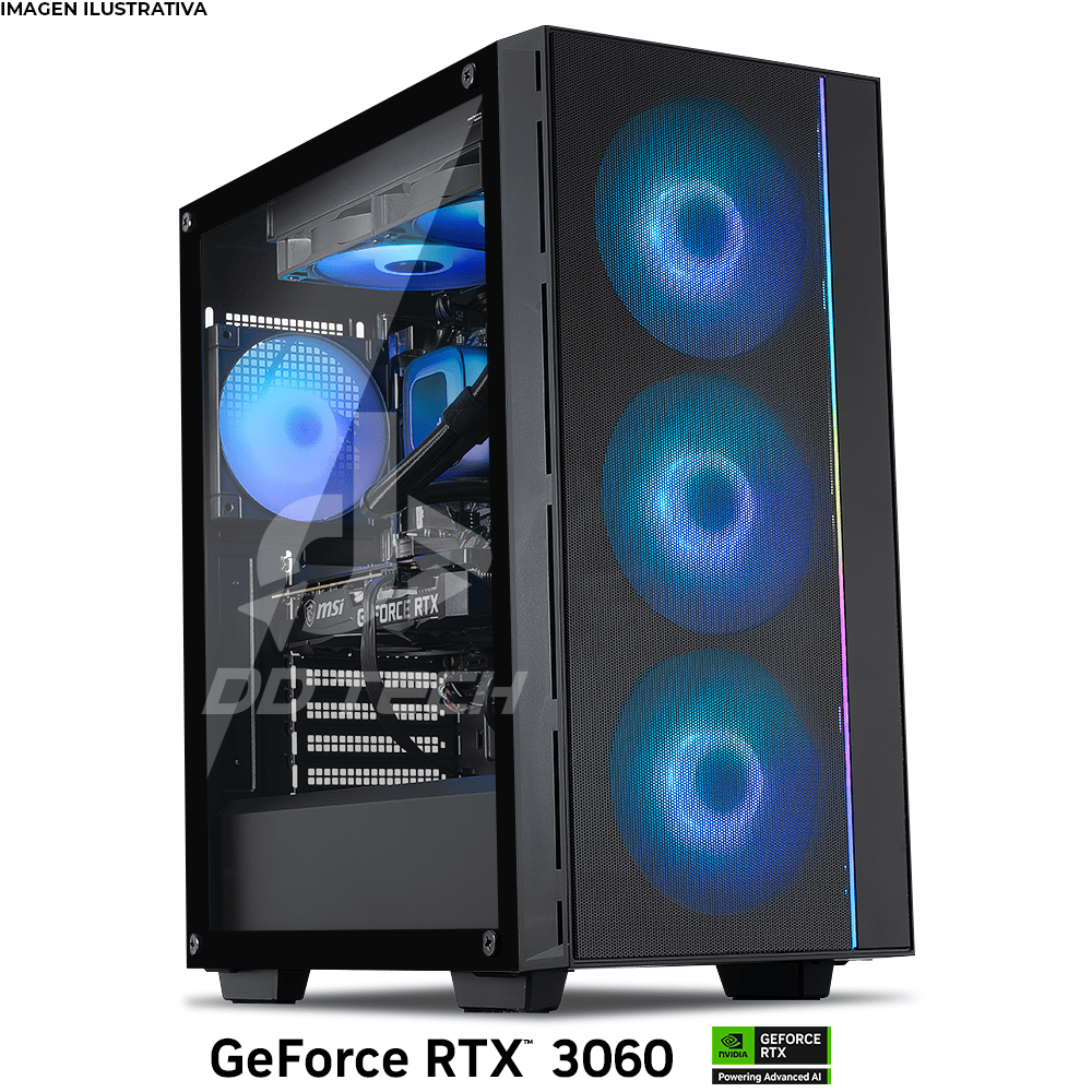 Computadora PRIDE GAMING FERRET PRO, AMD Ryzen 5 5500, RTX 3060 12GB, 32GB RAM, 1TB SSD, ENFRIAMIENTO LIQUIDO RGB, 650W 80+ BRONZE, INCLUYE WIFI - Image 2
