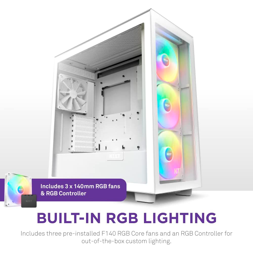 Gabinete NZXT H7 ELITE (2023) Blanco, ARGB Fans, Cristal Templado, ATX Sin Fuente, USB Tipo C, CM-H71EW-02 /NZXTPROMO/ NAVIDAD - Image 3