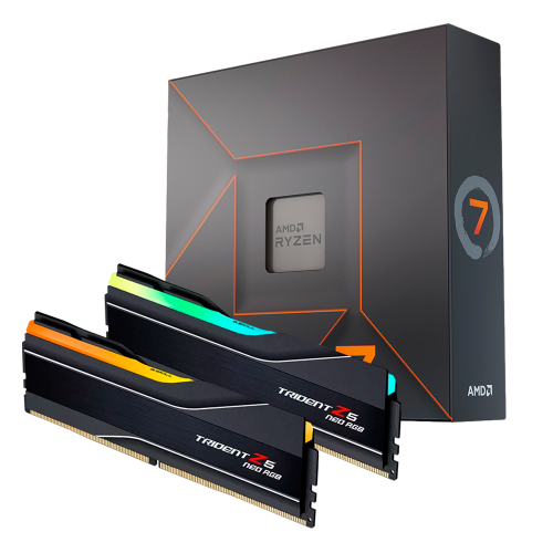 Bundle Kit, Ryzen 7 7700X, Socket AM5, 4.5GHz, 8 núcleos 16 hilos, Gráficos Integrados + G.SKILL 32GB (2X 16GB) DDR5 Trident Z5 Neo 6000MHz Dual Channel Kit, Negro