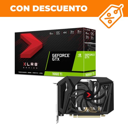 Tarjeta de video NVIDIA GeForce GTX 1660 Ti 6GB GDDR6, PNY XLR8 Gaming OC Edition, HDMI, DP, VCG1660T6SFPPB-O, 3 AÑOS DE GARANTIA NACIONAL